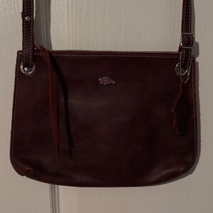 Roots Dark Red Leather Crossbody Bag